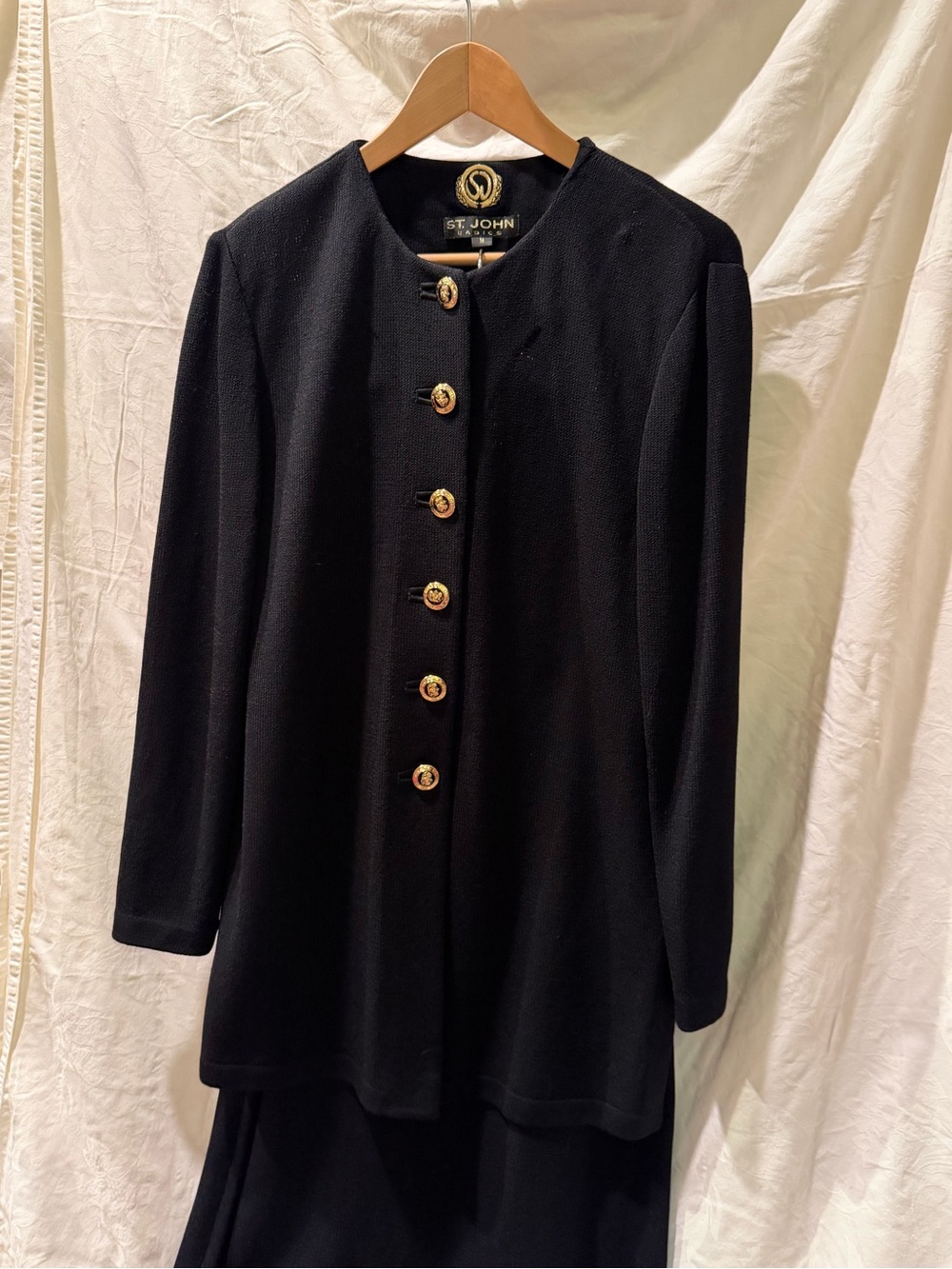 St. John Classic Black Jacket and Longline Knit Skirt Suit